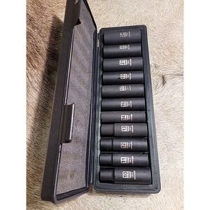 EPAuto 1/2-Inch Drive Metric Deep Impact Socket Set, Cr-V, 6 Points, 11 Sockets